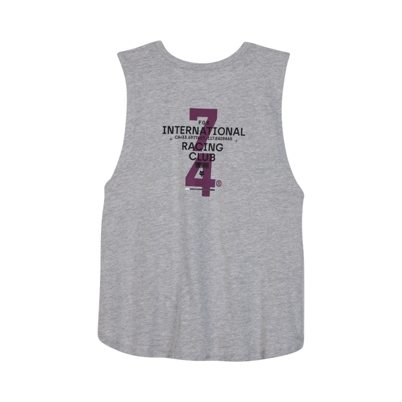 Womens Numerical Biker Tank - Light Heather