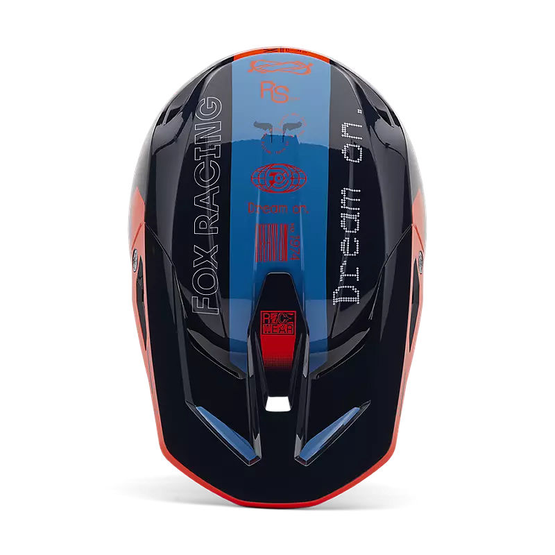 Youth V1 Race Spec Helmet in black and red with a sleek aerodynamic design, featuring ventilation slots and a lightweight build.