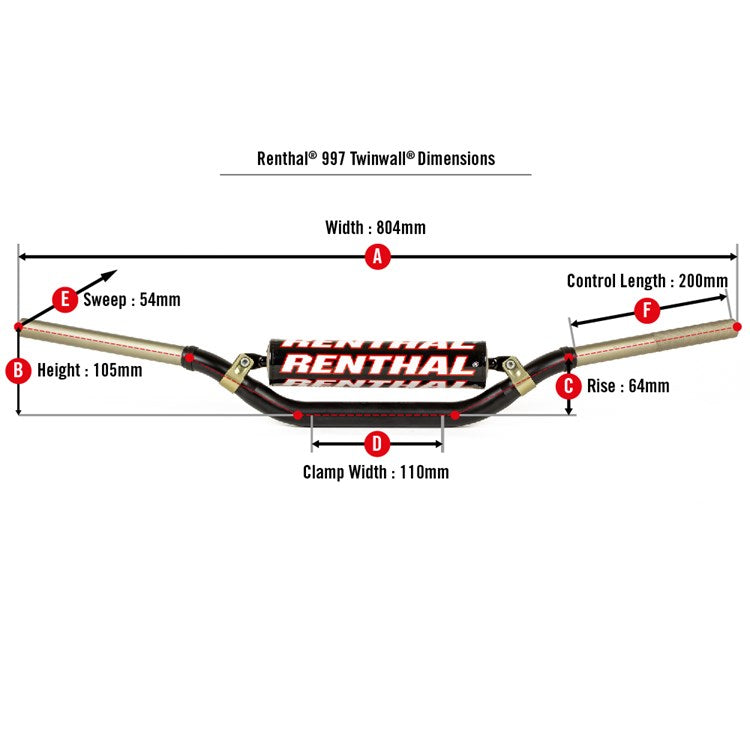 HANDLEBAR TWINWALL MX/ENDURO 997 RC/HONDA CRF 04-18, KAWASAKI KX/KXF 2006