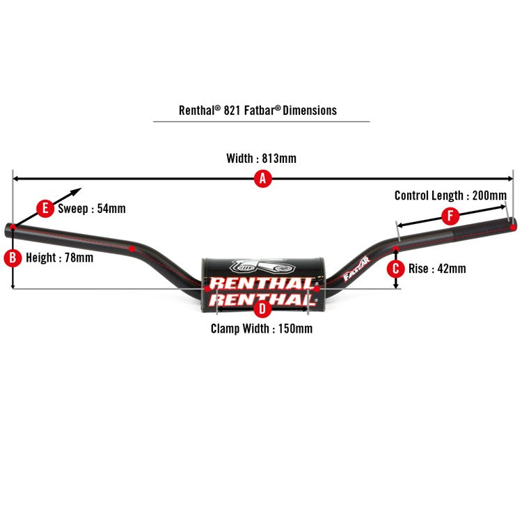 HANDLEBAR FATBAR MX/ENDURO 821 MCGRATH/KTM SX125-450 2016-, SUZUKI 2018-, STARK VARG 2024-