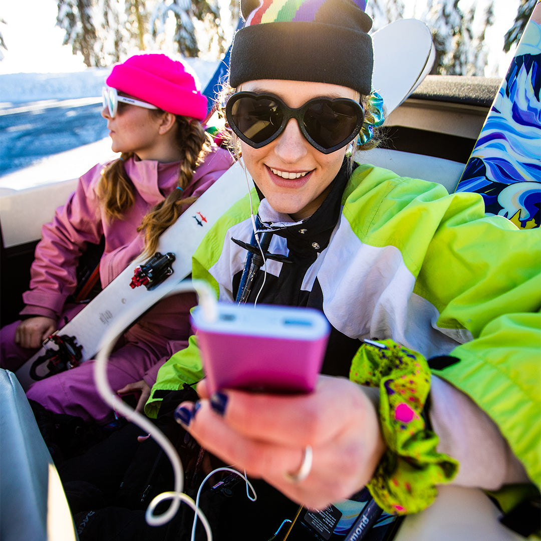 / Smoke | Woman going skiing with The Blacking Out Admirer from Pit Viper Sunglasses