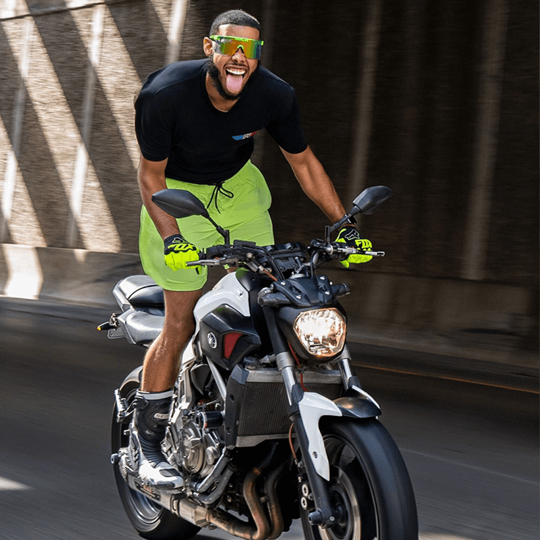 / Z87+ Orange | Man riding a motorcycle wearing Pit Viper Sunglasses