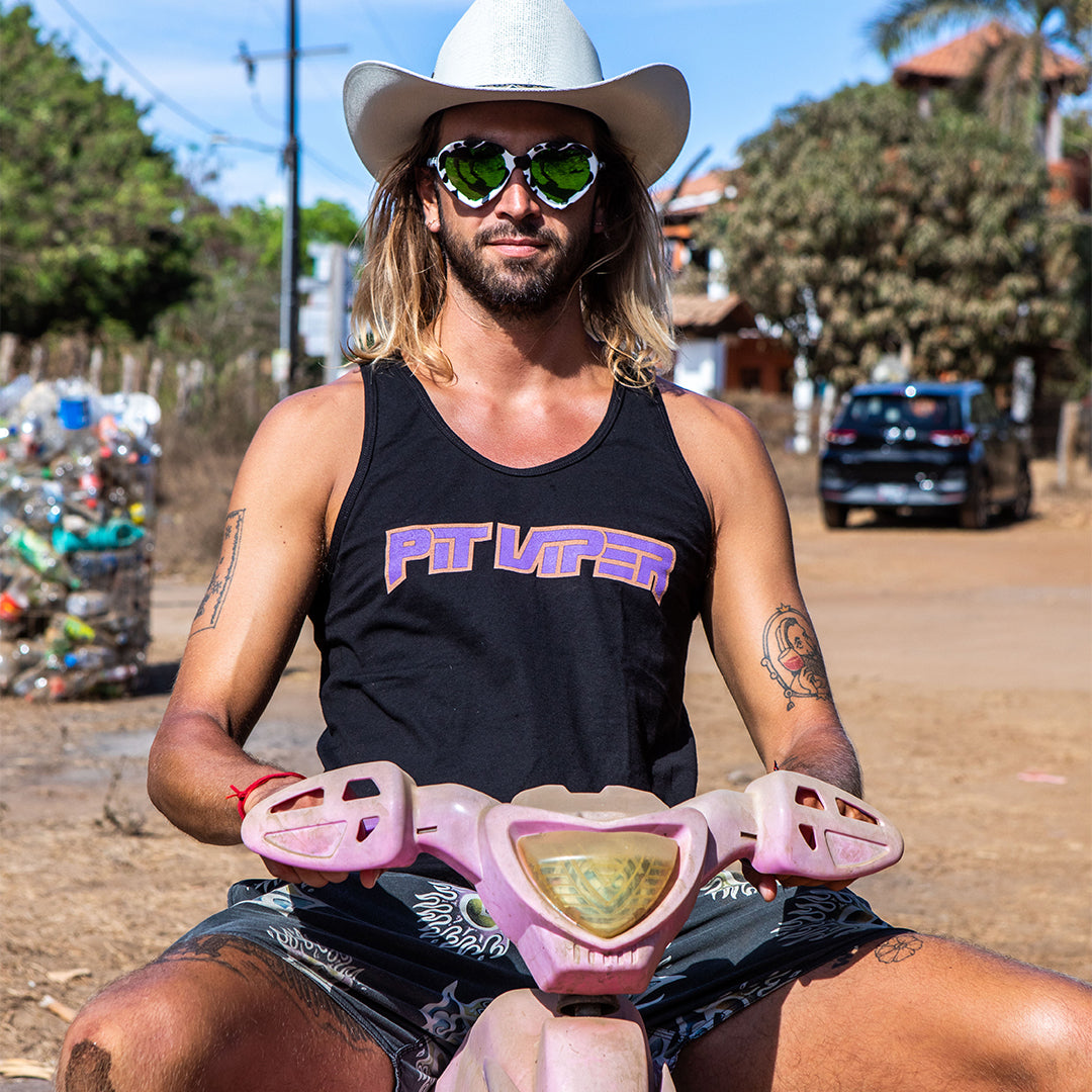 / Blue-Green | Man on a scooter wearing The Cowabunga Admirer from Pit Viper Sunglasses