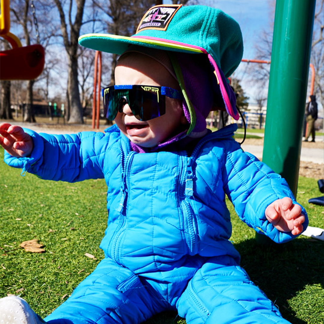 / Blue-Green | Baby wearing The Leonardo XS from Pit Viper Sunglasses