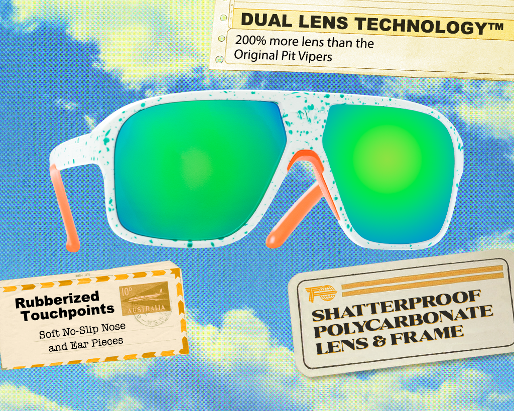 / Blue-Green | The South Beach Flight Optics with a Blue green lens from Pit Viper Sunglasses