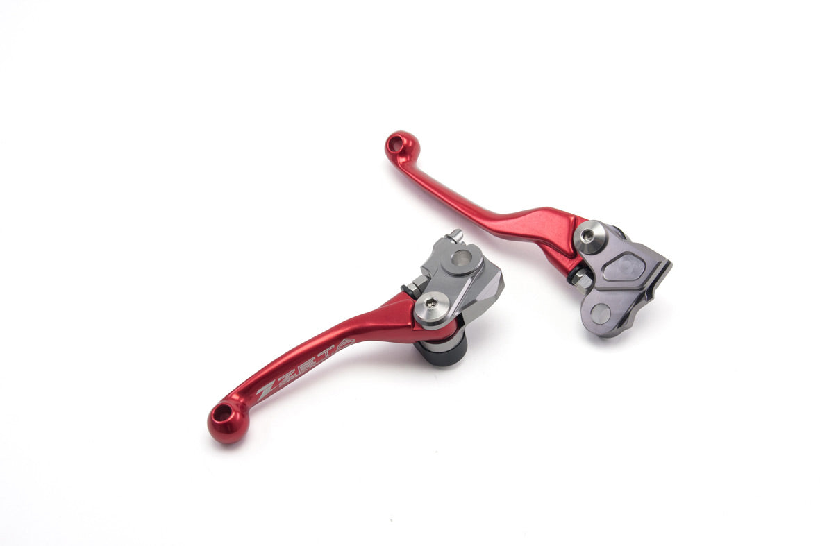 Pivot brake and clutch lever set for RMZ250/450 07-22 and KX65/85 01-22 motorcycles, showcasing its durable design and precision engineering.