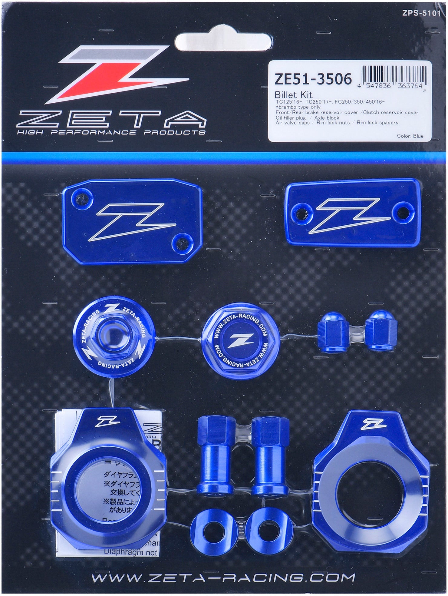 Billet Kit Blue TC 16-21 FC 16-22 Axle Blocks for improved performance and aesthetic in motorcycle maintenance.