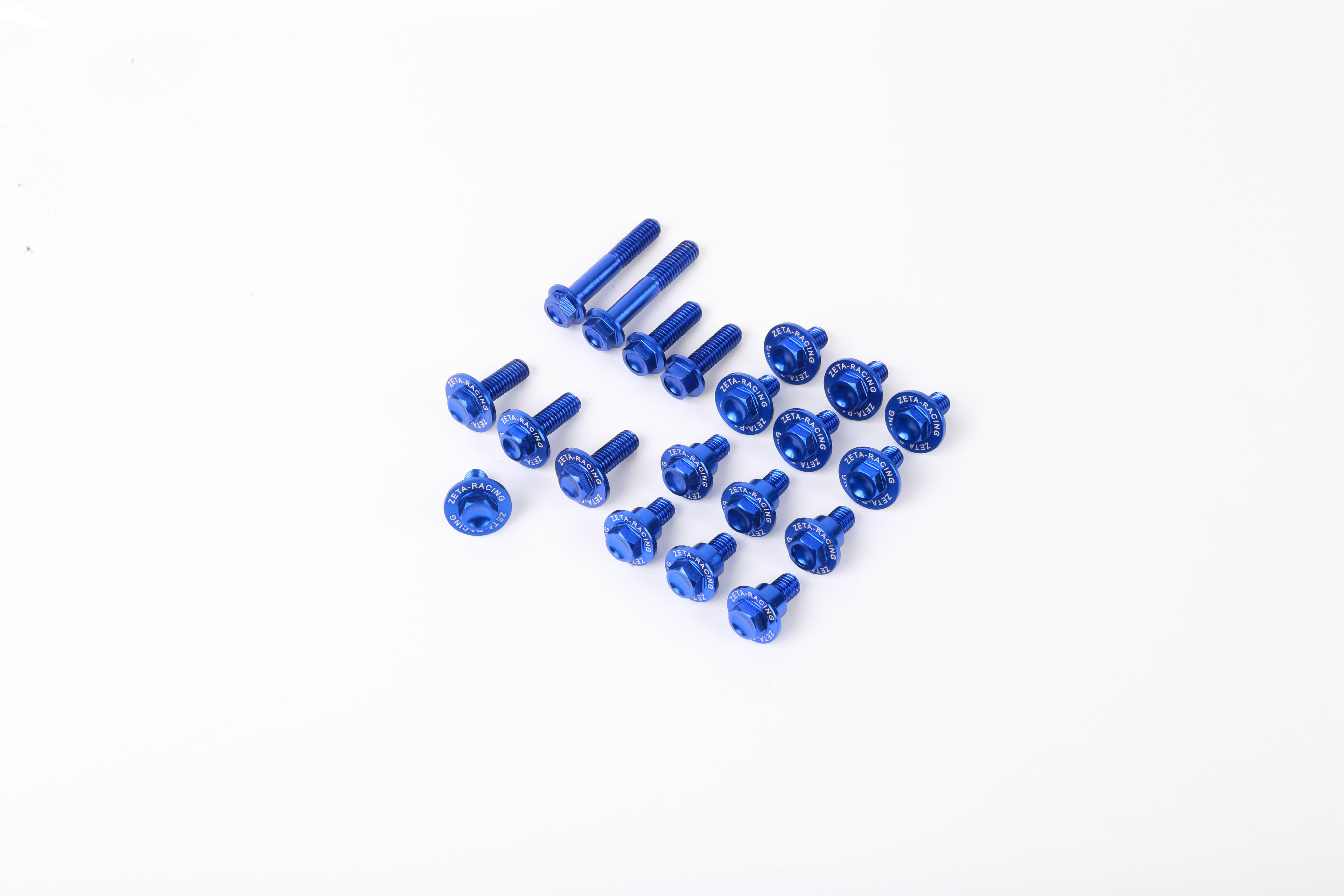 Aluminum bolt set for plastics in blue, compatible with RMZ250 (2019-2022) and RMZ450 (2018-2022) models.