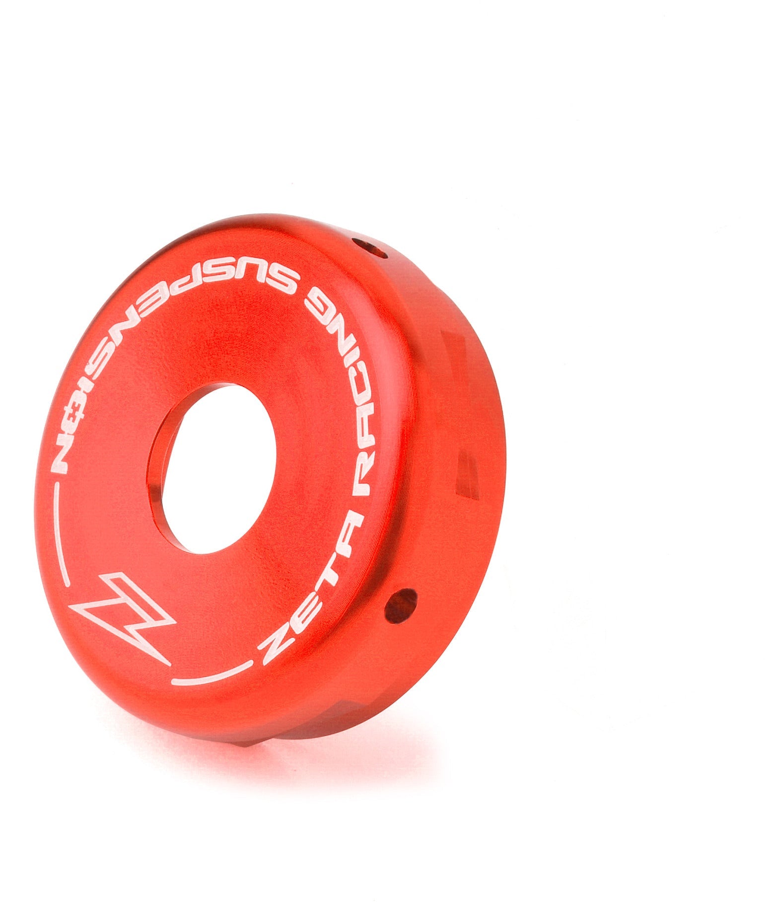 Rear Shock end cap Showa 50mm in vibrant red color, designed for enhanced durability and performance in motorcycle suspension systems.