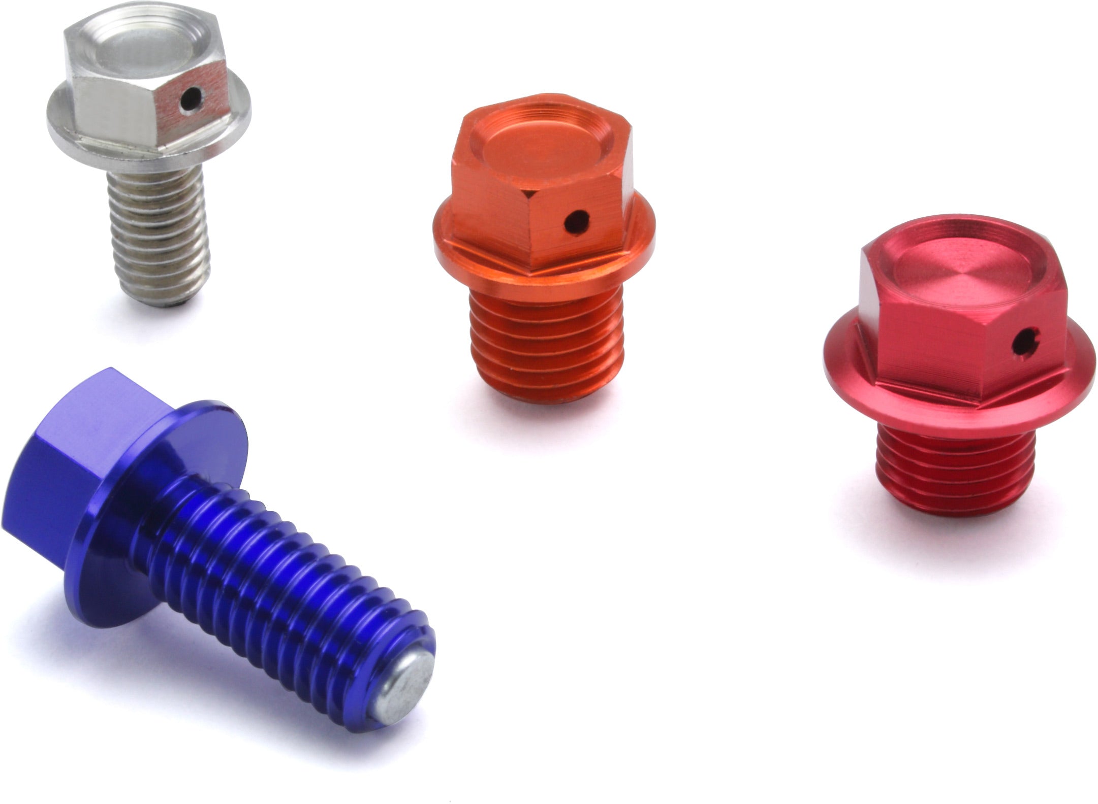 Magnetic drain bolt M12x12 p1.5 in blue color designed for Most Husky models.