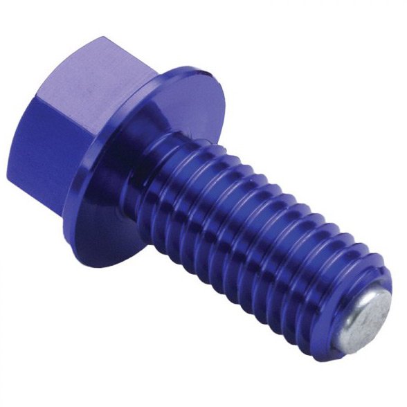 Magnetic drain bolt M12x15 P1.5 in blue color designed for Monkey Bikes, showcasing its unique magnetic feature for improved oil drainage.