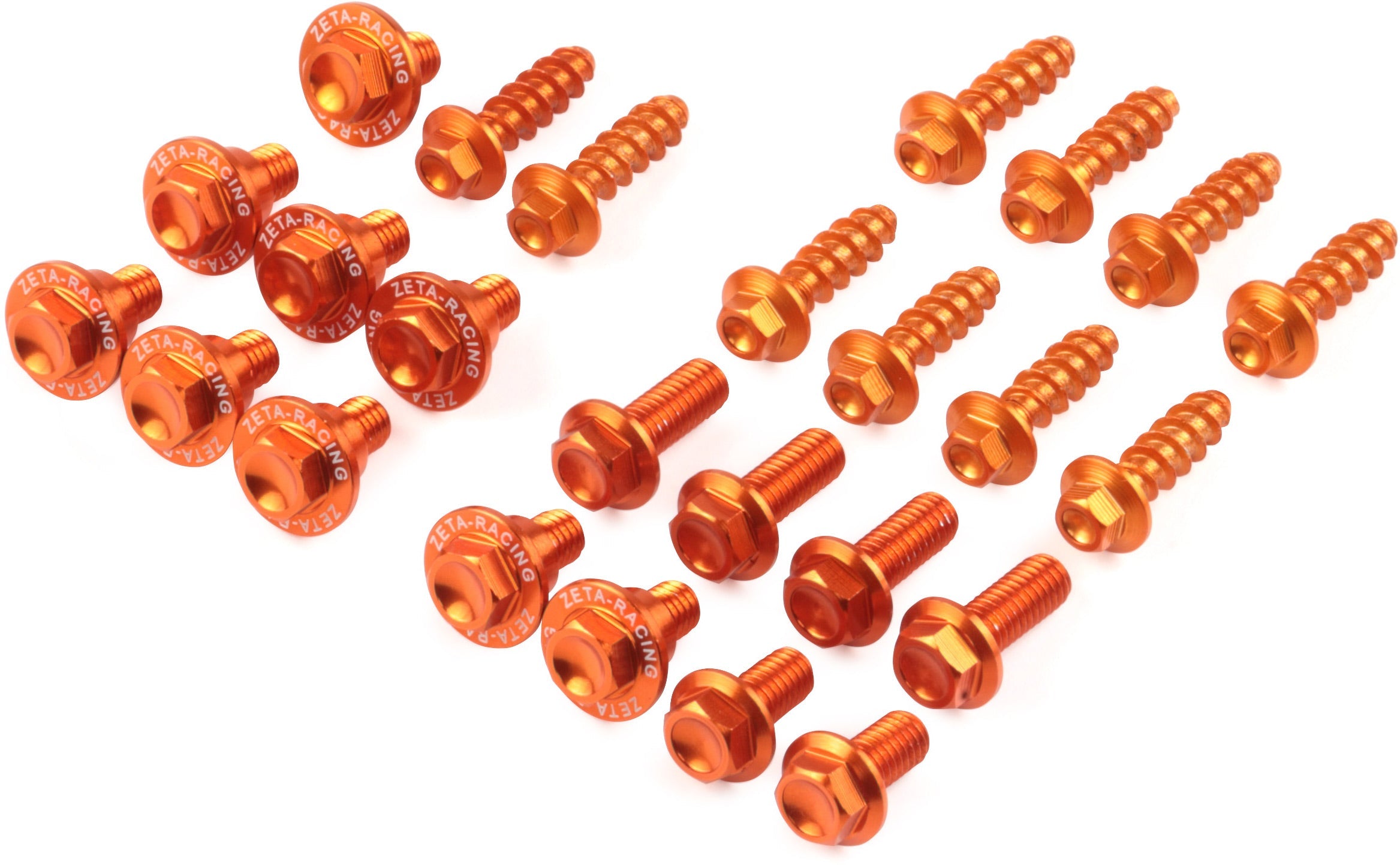 Aluminium Bolt Set for Plastics in orange color, compatible with KTM SX/SXF models 2016-2018 and EXC/EXCF models 2017-2019.