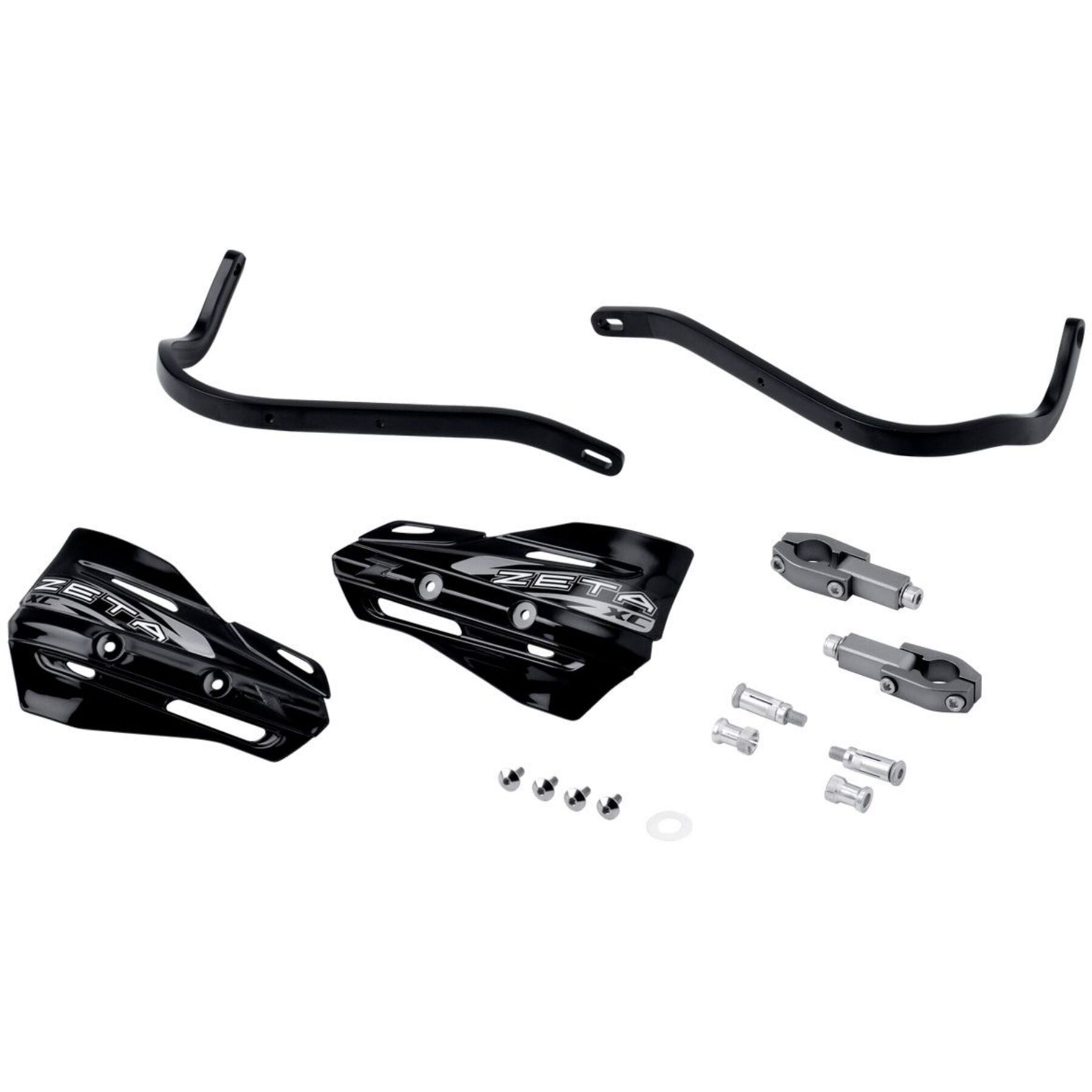 Armor Hand Guard XC kit for 22.2mm bars in black, including mounts and XC protector, displayed on a white background.