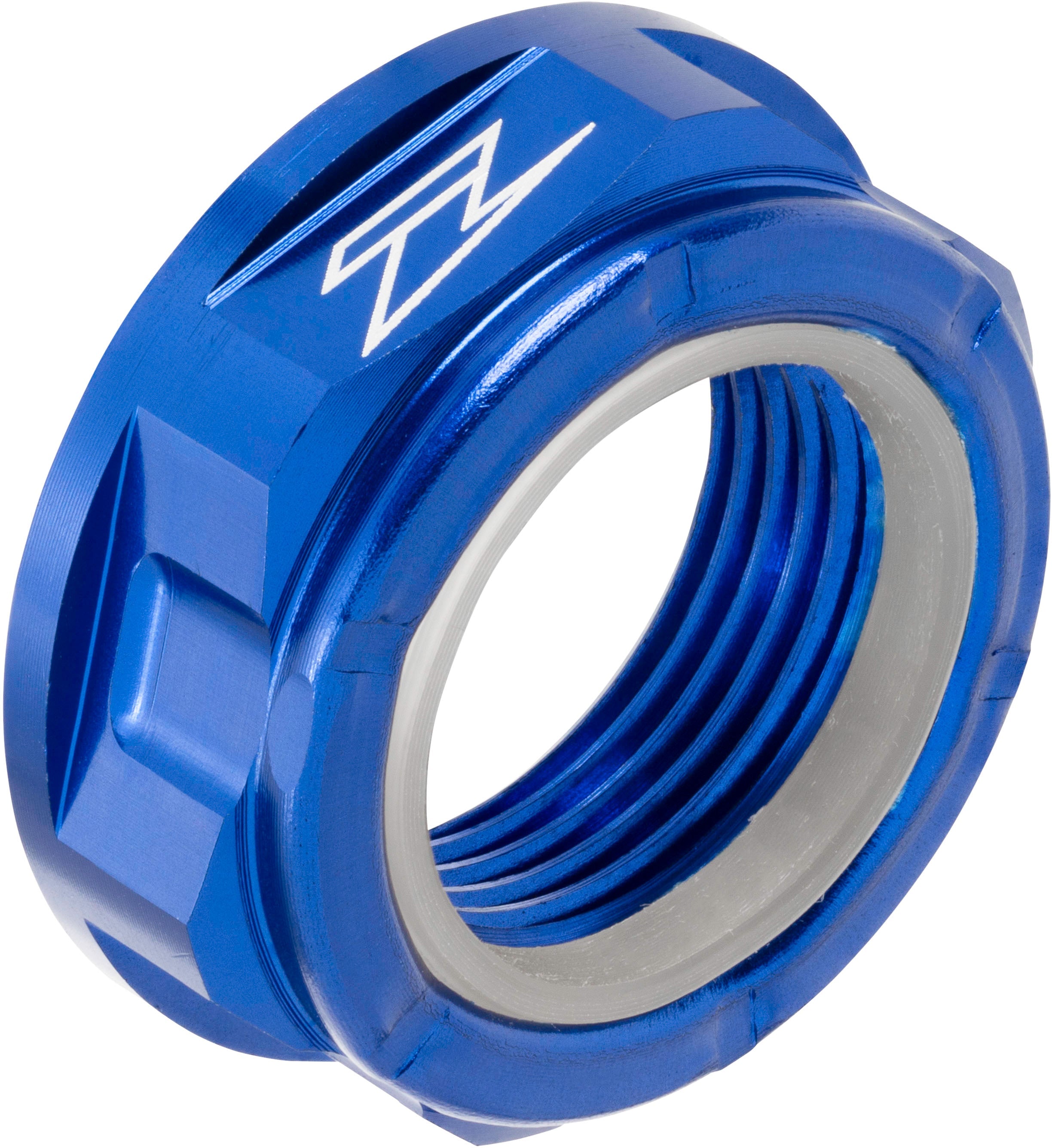 Rear axle nut M22 P1.5-32 H12L in blue color for Yamaha, Kawasaki, Suzuki, and Honda motorcycles.