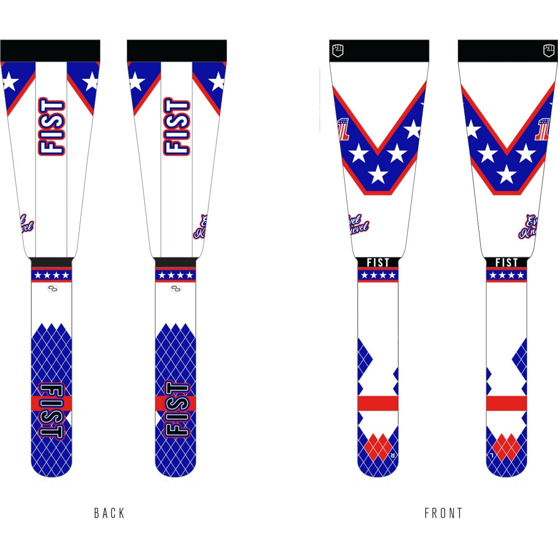 Special Edition Evel Knievel Moto sock in white for small to medium sizes, featuring a unique design inspired by the iconic stunt performer.