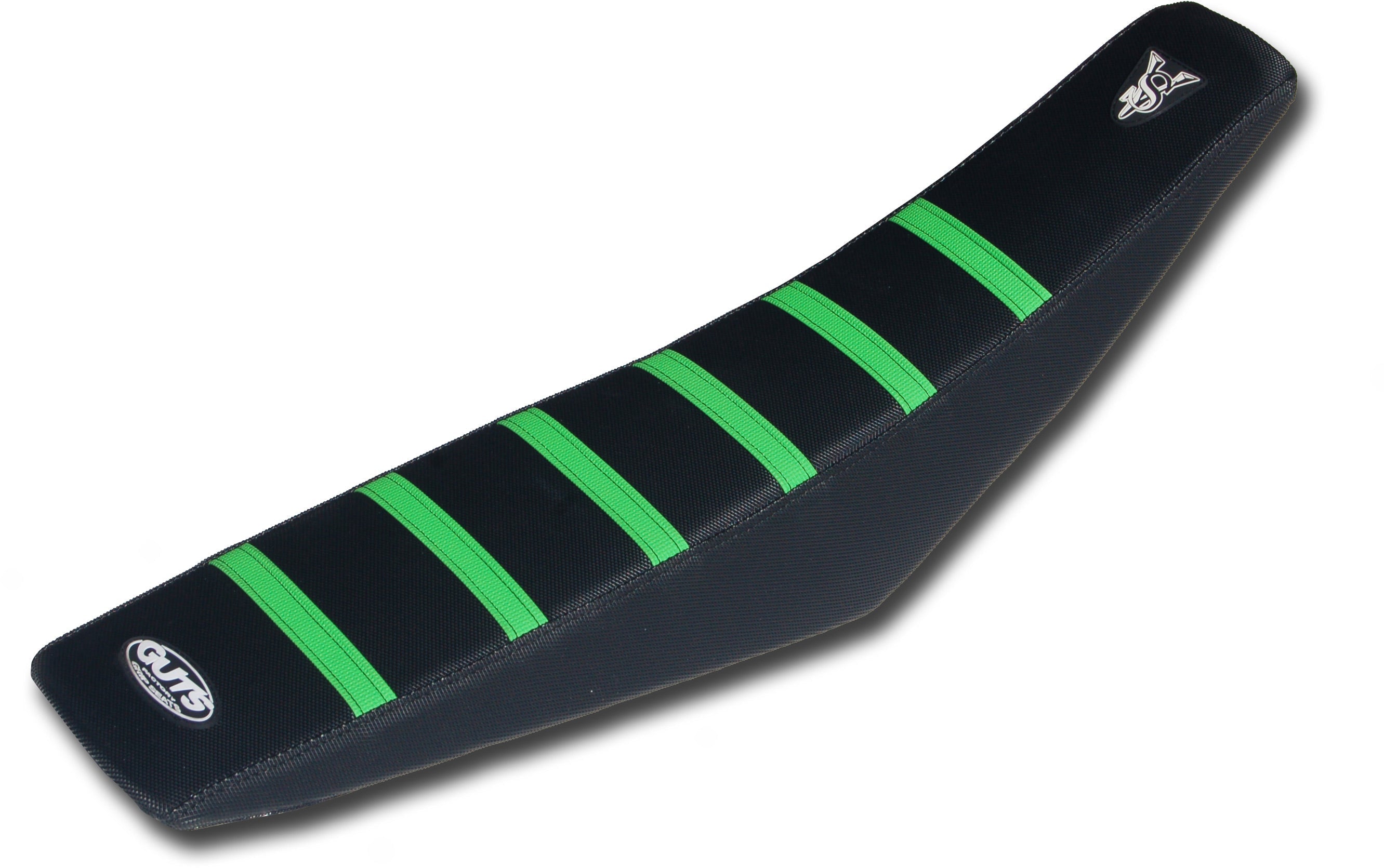 Ribbed Velcro Cover in Black with Green Rib for Kawasaki KX125 and KX250 models from 2003 to 2008