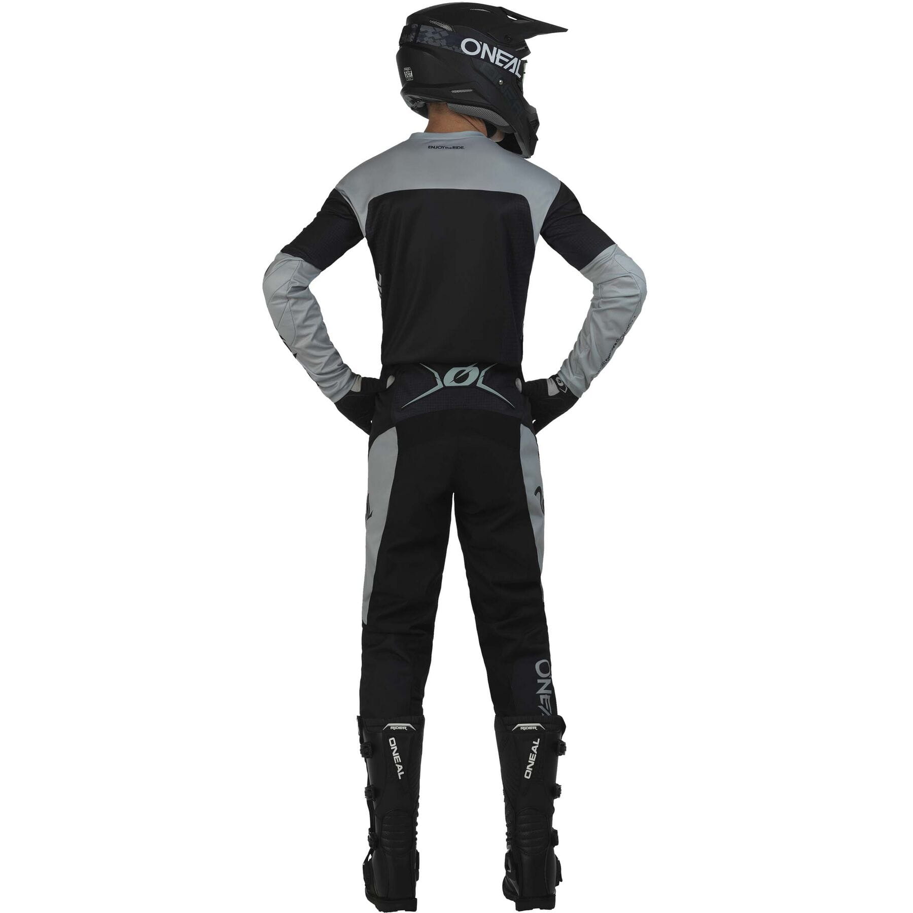 ELEMENT Youth Jersey RACEWEAR V.23 in black and gray, designed for youth motocross enthusiasts, featuring a stylish and durable design.