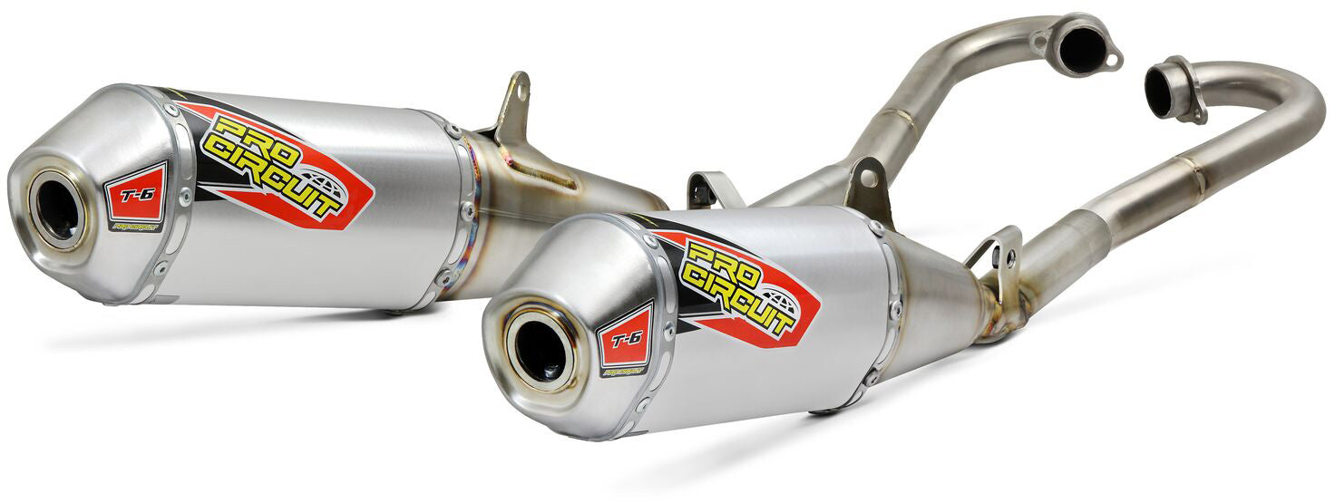 T-6 Stainless System exhaust for Honda CRF250 2018-2019 motorcycle, showcasing the sleek design and durable materials.