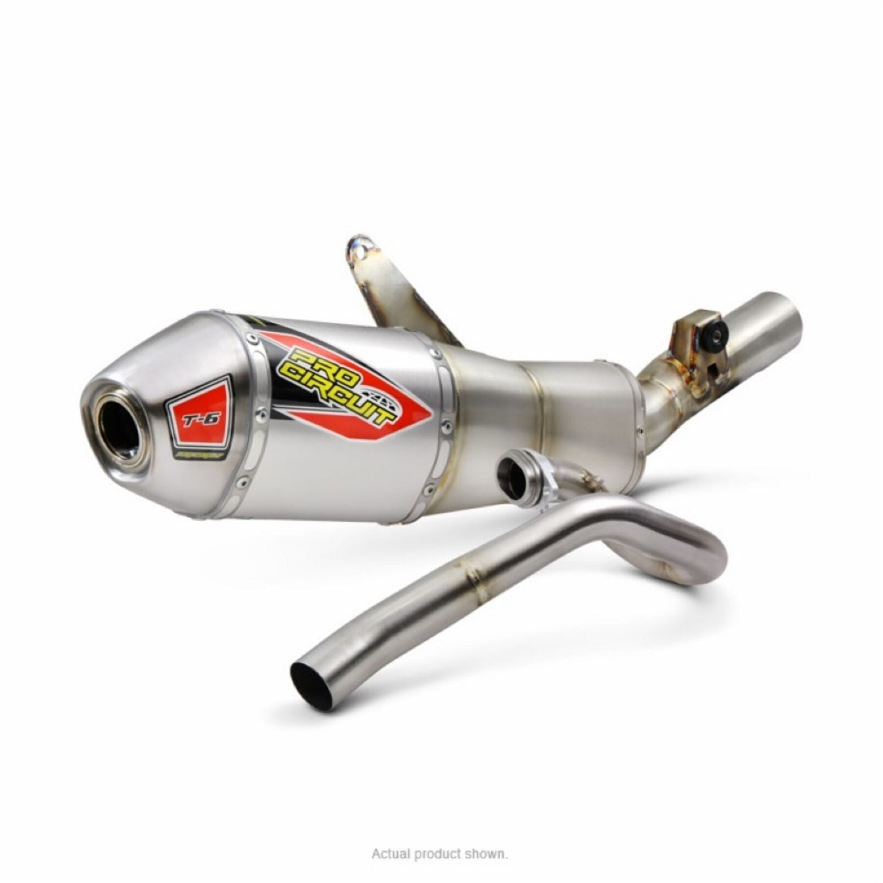 T-6 Stainless System exhaust for Honda CRF450 2021-2023 model, showcasing sleek design and high-performance features.