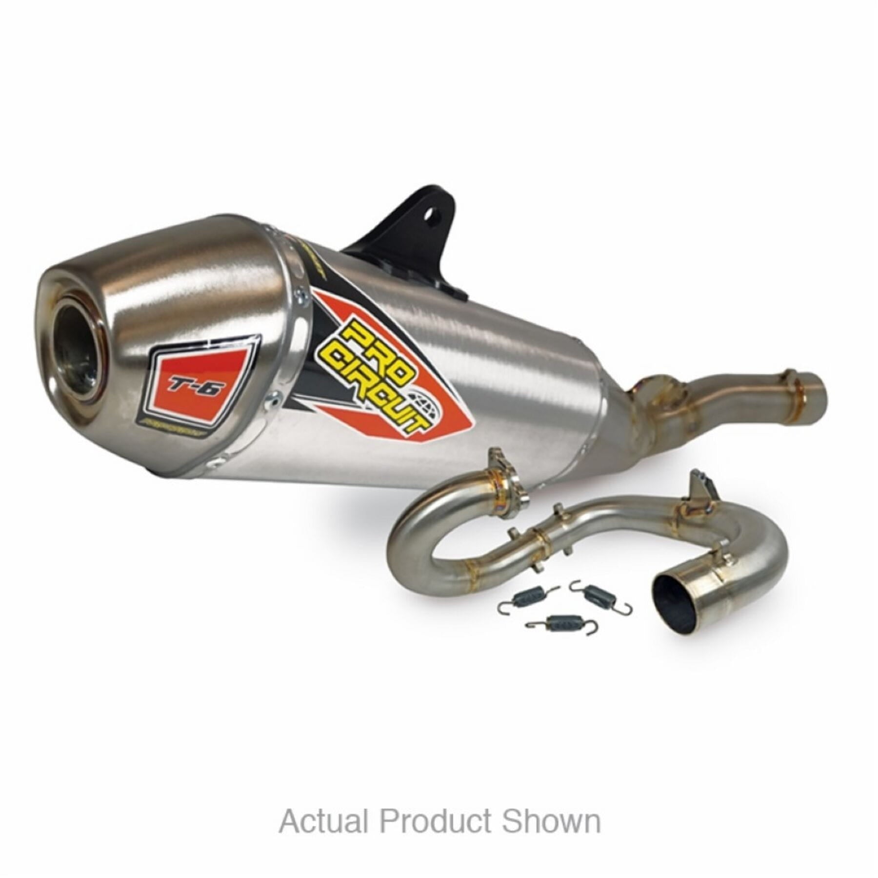 T-6 Stainless system exhaust for Yamaha YZ450F 2023 motorcycle, showcasing sleek design and durable materials.