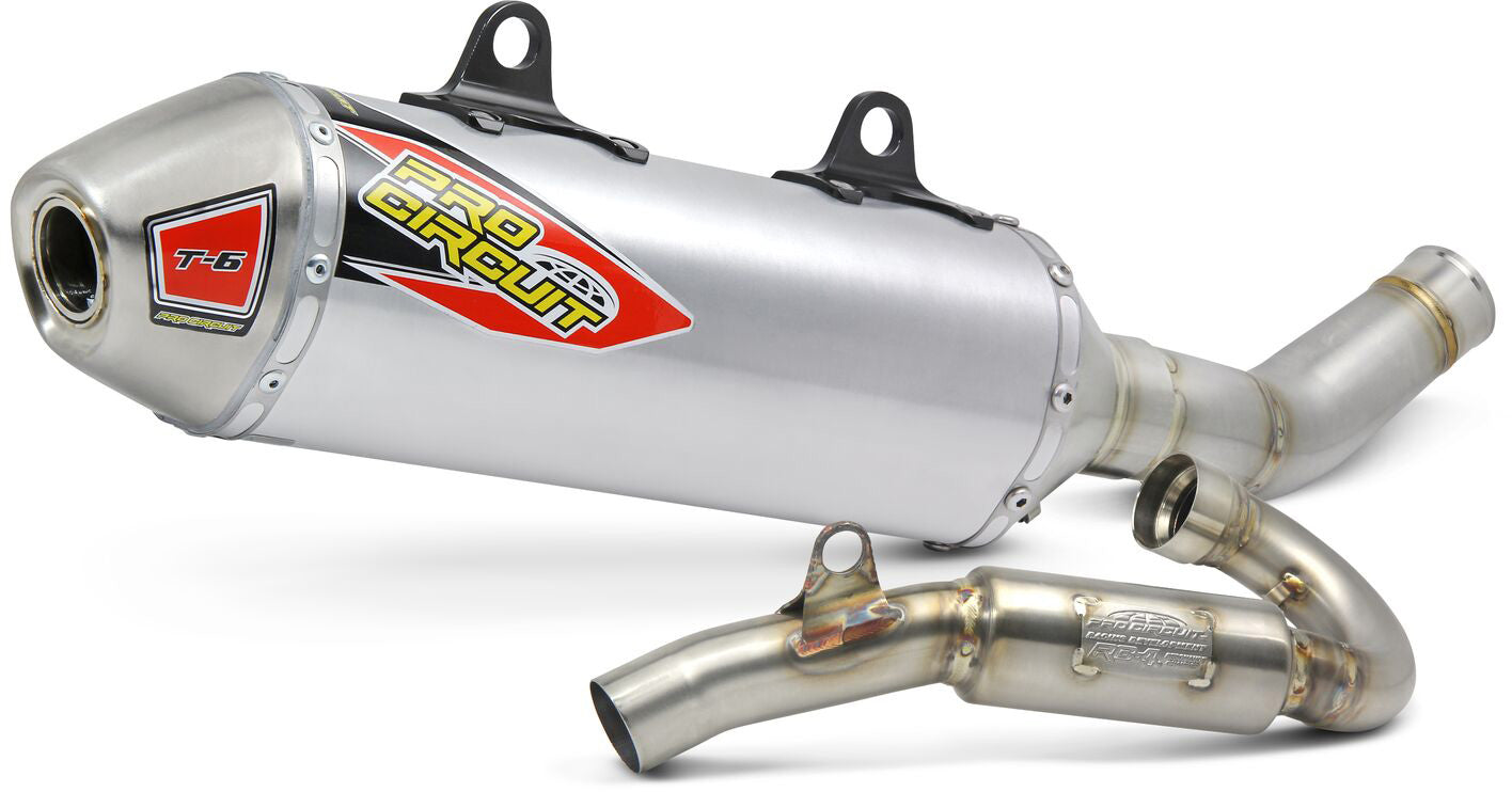 T-6 Stainless System exhaust for KTM SXF450 2019-2022, Husqvarna FC450 2019-2022, and GG MCF450 2021-2023 motorcycles