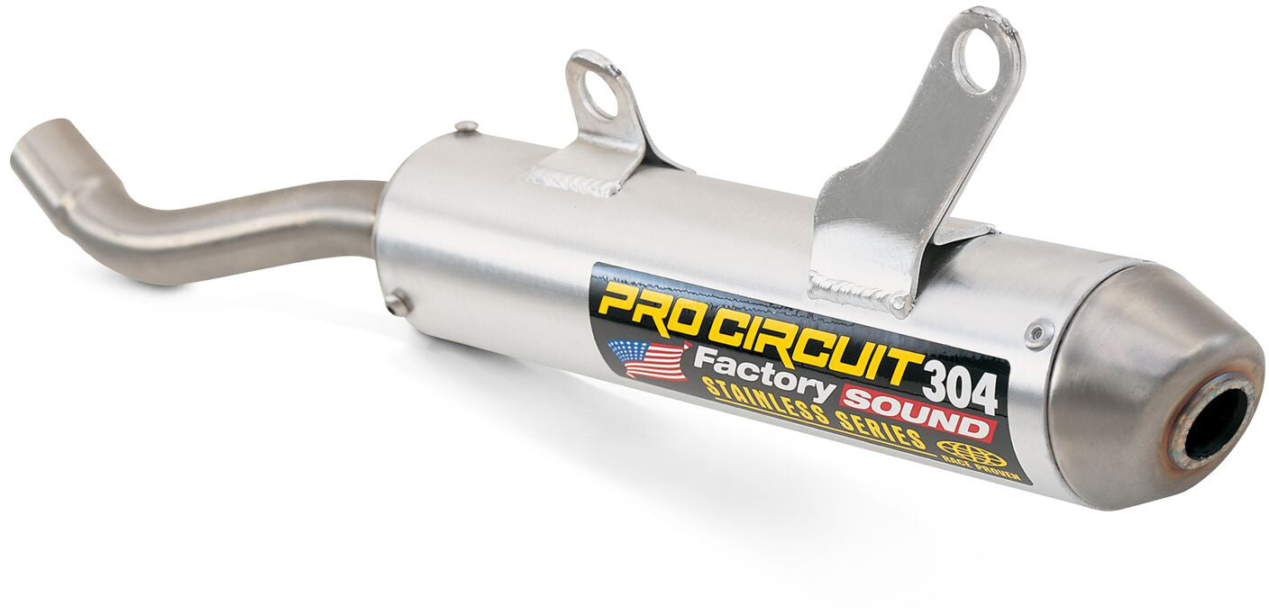 304 silencer for Honda CR125R model years 2000-2001, showcasing its sleek design and durable construction.