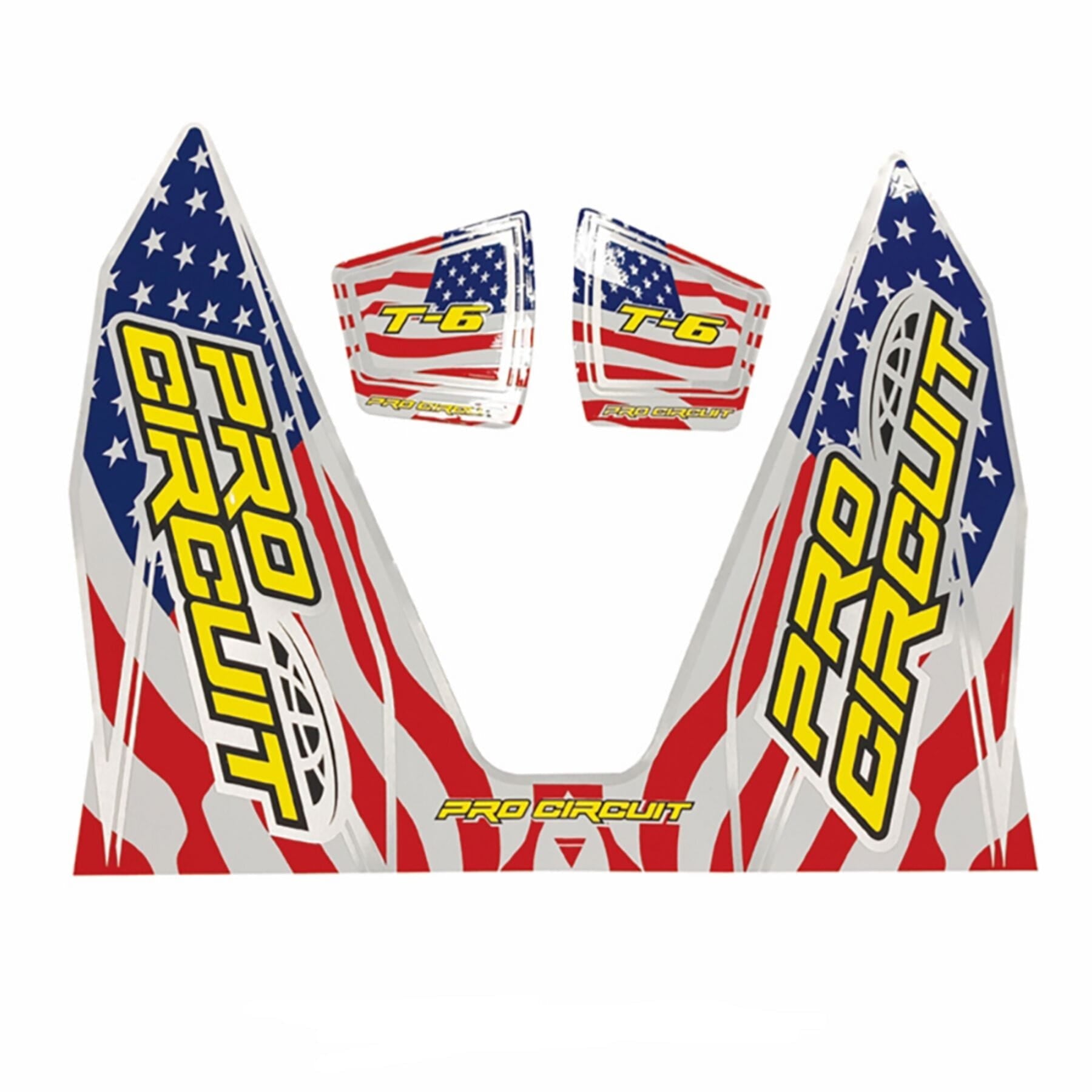 Replacement T-6 wrap and end cap decals featuring a Mini/Dual CRF design with Stars and Stripes pattern.