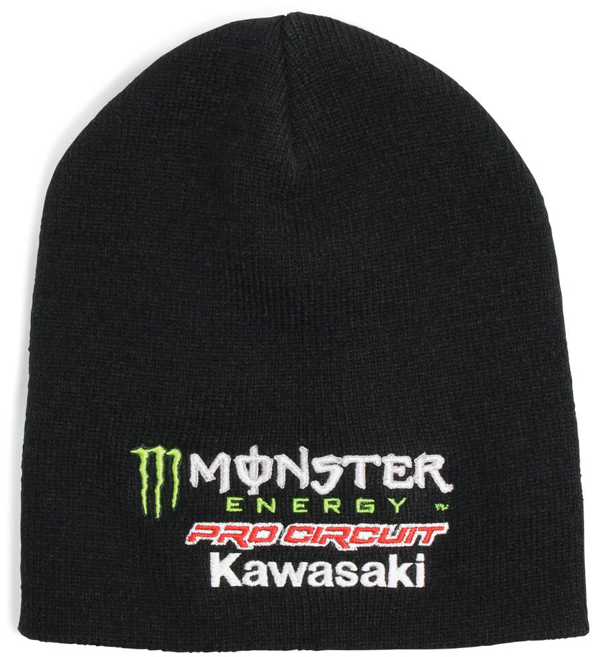 Pro Circuit Monster Energy Team Beanie in black with green logo, showcasing a stylish and comfortable design for motorsport enthusiasts.