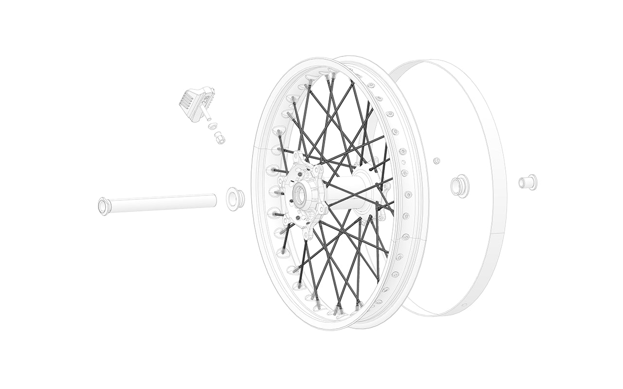 Rear wheel spokes for 18-inch bicycle wheel, close-up view