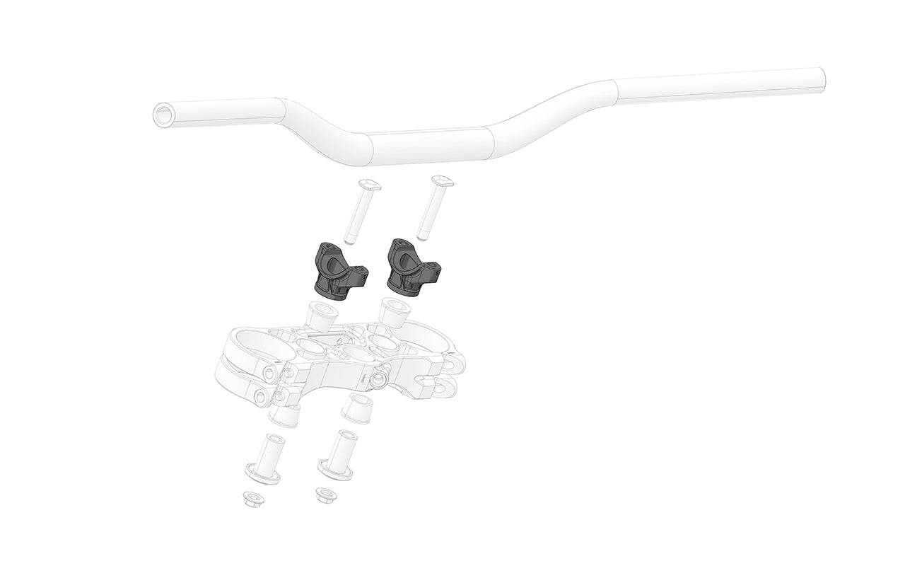 Lower Handlebar Bracket for Motorcycles, showing side and mounting points