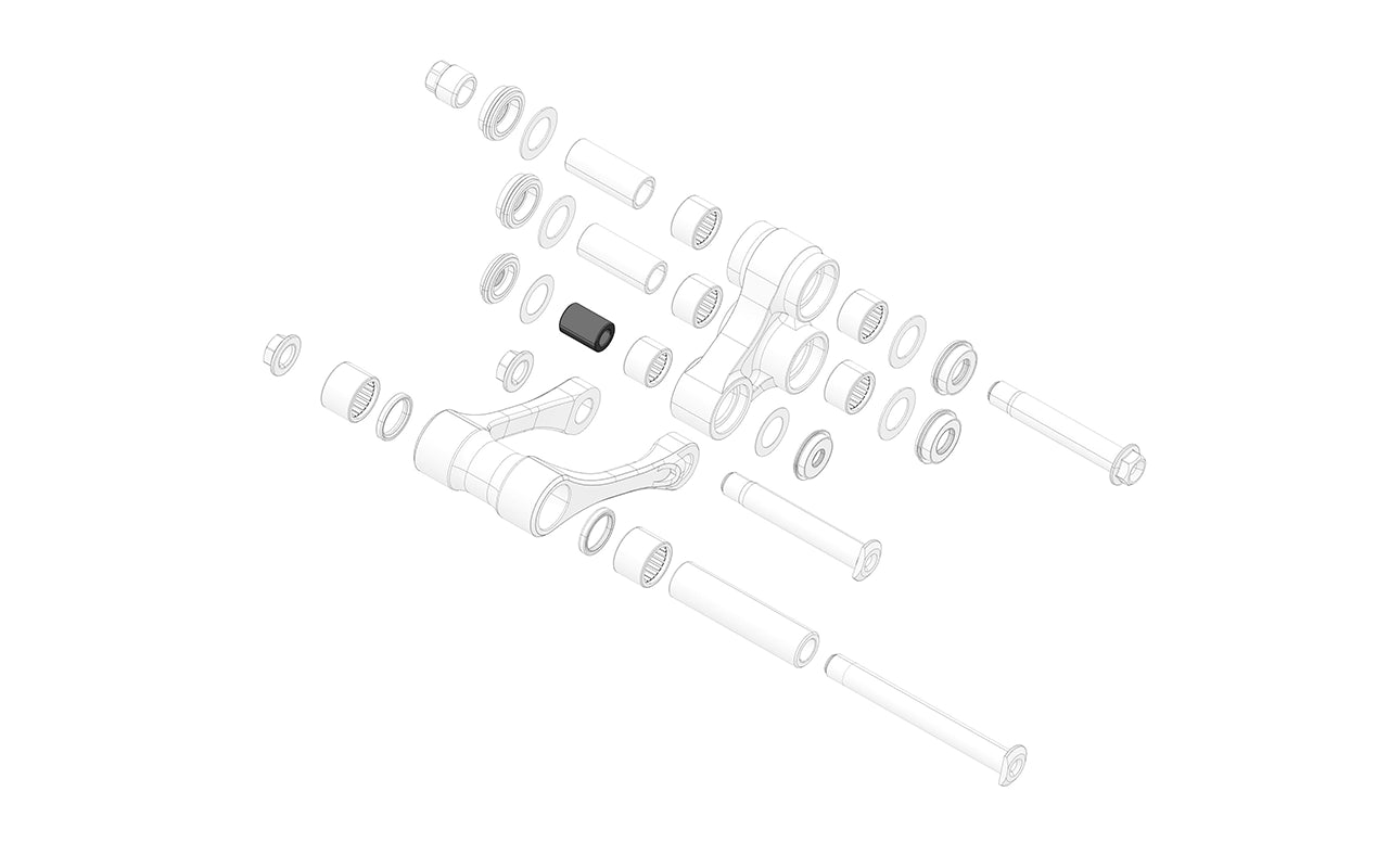 Rocker/Shock Bearing Bushing for mountain bikes, close-up view on white background