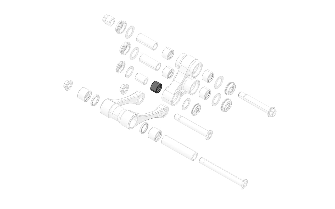 Rocker/Shock bearing kit for mountain bikes close-up view