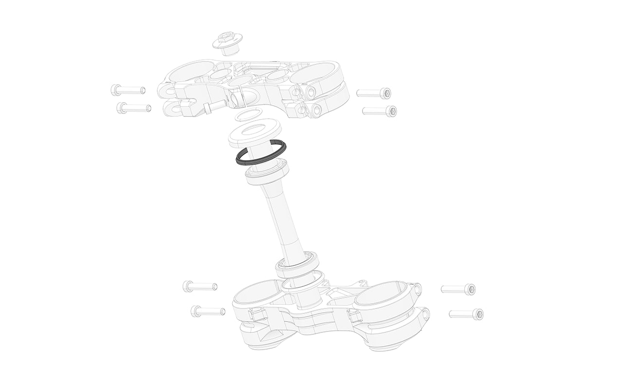 Top Steering Head Bearing Seal Ring installed on motorcycle steering system